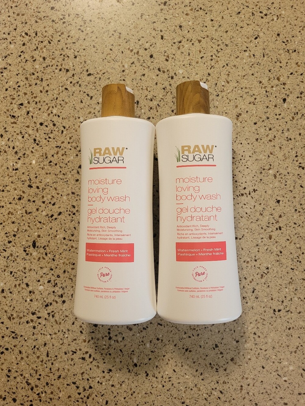 (2) Raw Sugar Moisture Loving Body Wash Watermelon + Fresh Mint 25 oz Each